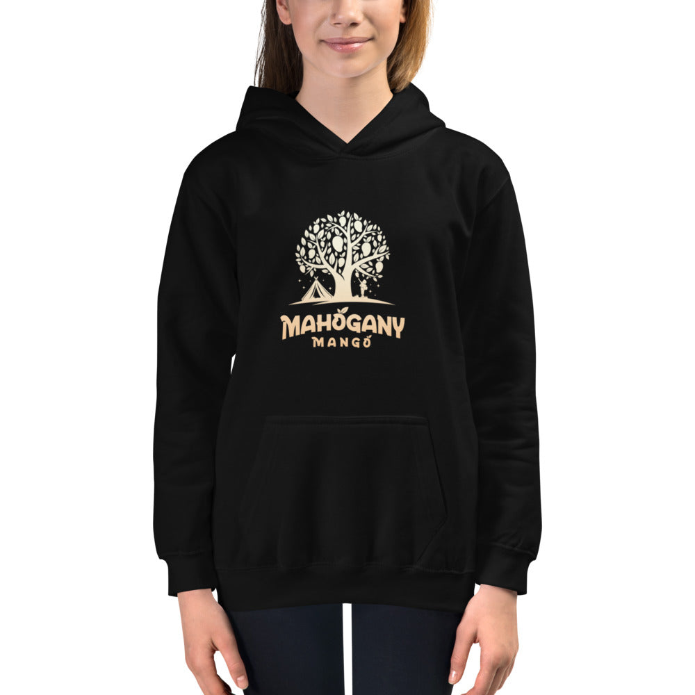 Mahogany Mango Camping Tree Gold Kids Hoodie