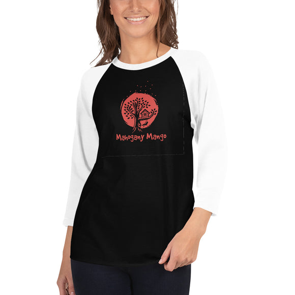 Mahogany Mango Treehouse (Red Print) 3/4 Sleeve Raglan Tultex Shirt