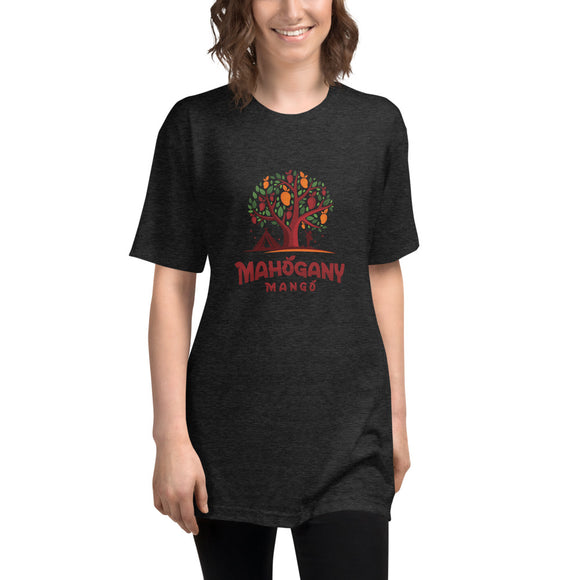 Mahogany Mango Camping Tree Tri-Color American Apparel Tri-Blend Track Shirt